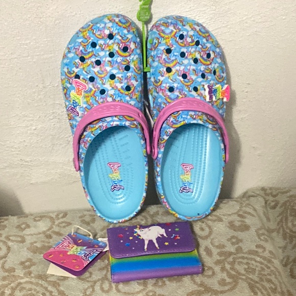 Lisa frank CROCS sz12+Lisa Frank Loungefly wallet🦄unicorn - Picture 1 of 8